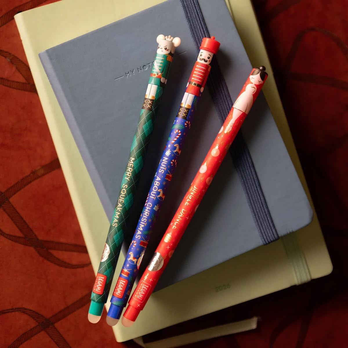 LEGAMI Erasable Pen Kit de Noël édition de Noël Winter The Nutcracker Lot de 3 stylos gel effaçables Casse-noisette, ballerine et roi souris