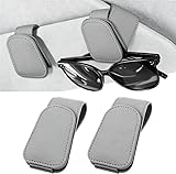 halercay 2 Stück Brillenhalter für Auto Sonnenblende, magnetische Leder Brillenhalterung,multifunktionaler Visier Clip,universeller Clip für Sonnenbrillen und Tickets, Auto Visier Zubehör(Grau ﻿