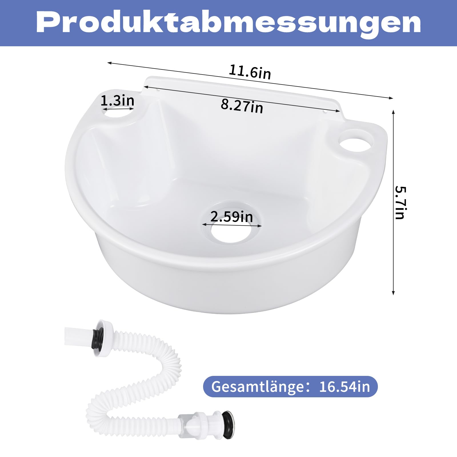 Ausgussbecken Kunststoff Wohnmobil 29,5 x 21 x 10,5CM - Kleine Waschbecken mit Entwässerungszubehör für Garten Garage Keller Werkstatt Gartenwaschbecken