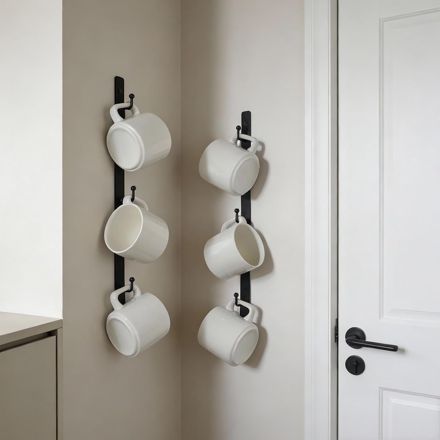 Yohsnor 2PCS Coffee Mug Rack-Hanging Iron Coffee Cup Holder with 6 Hooks