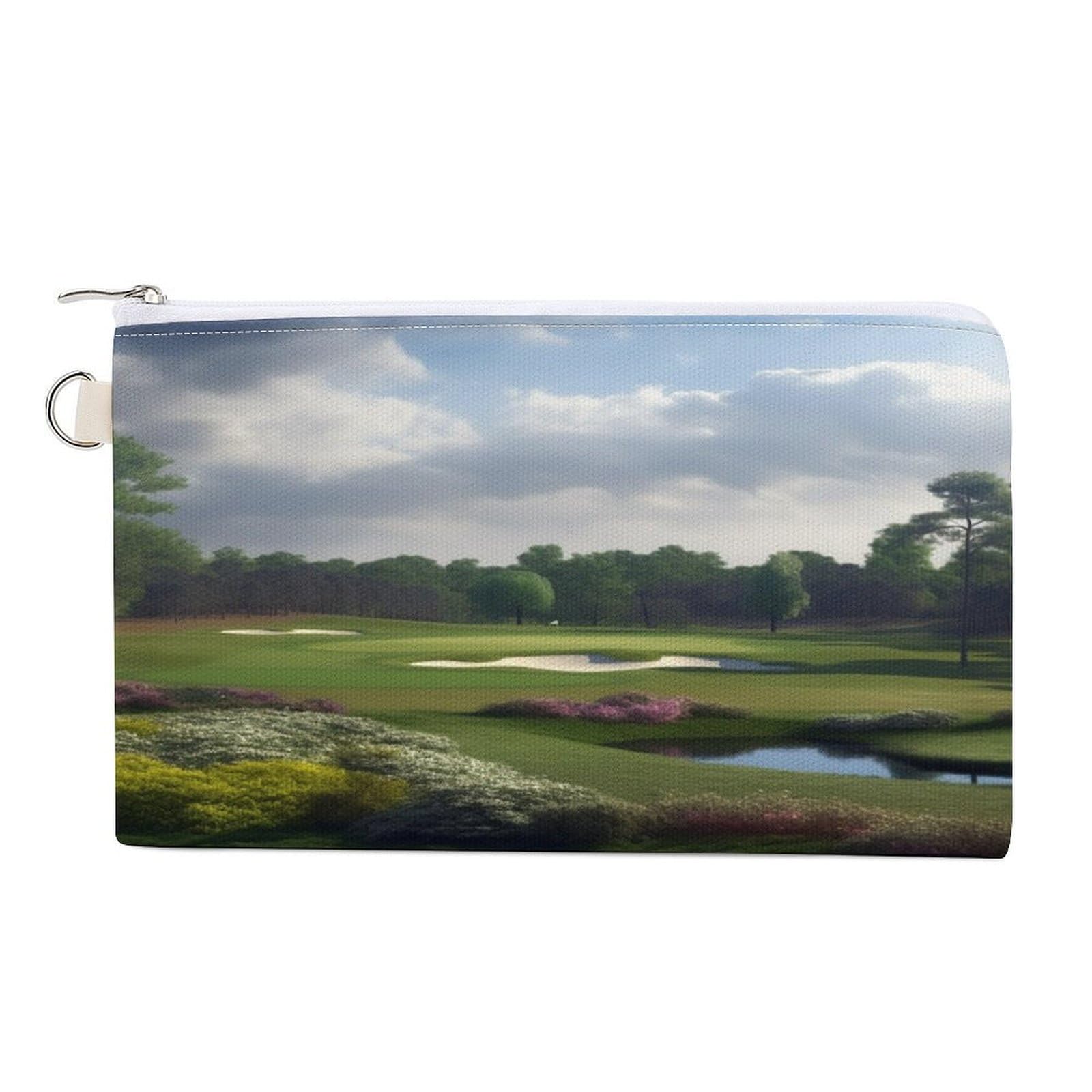 GPFVSJW Golf Course Canvas Wallet, Large Capacity Handbag Long Wallet Bi-Fold Wallet Change Purse Rfid Blocking Credit Card Holder Wallet for Women Men