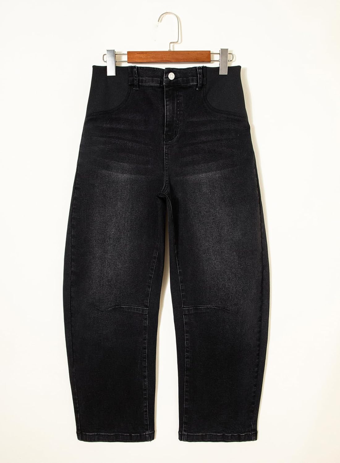 BLENCOT Women's Maternity Jeans Elastic Hight Waist Stretch Barrel Jeans Wide Leg Side Panel Pregnancy Denim Pants - Image 8