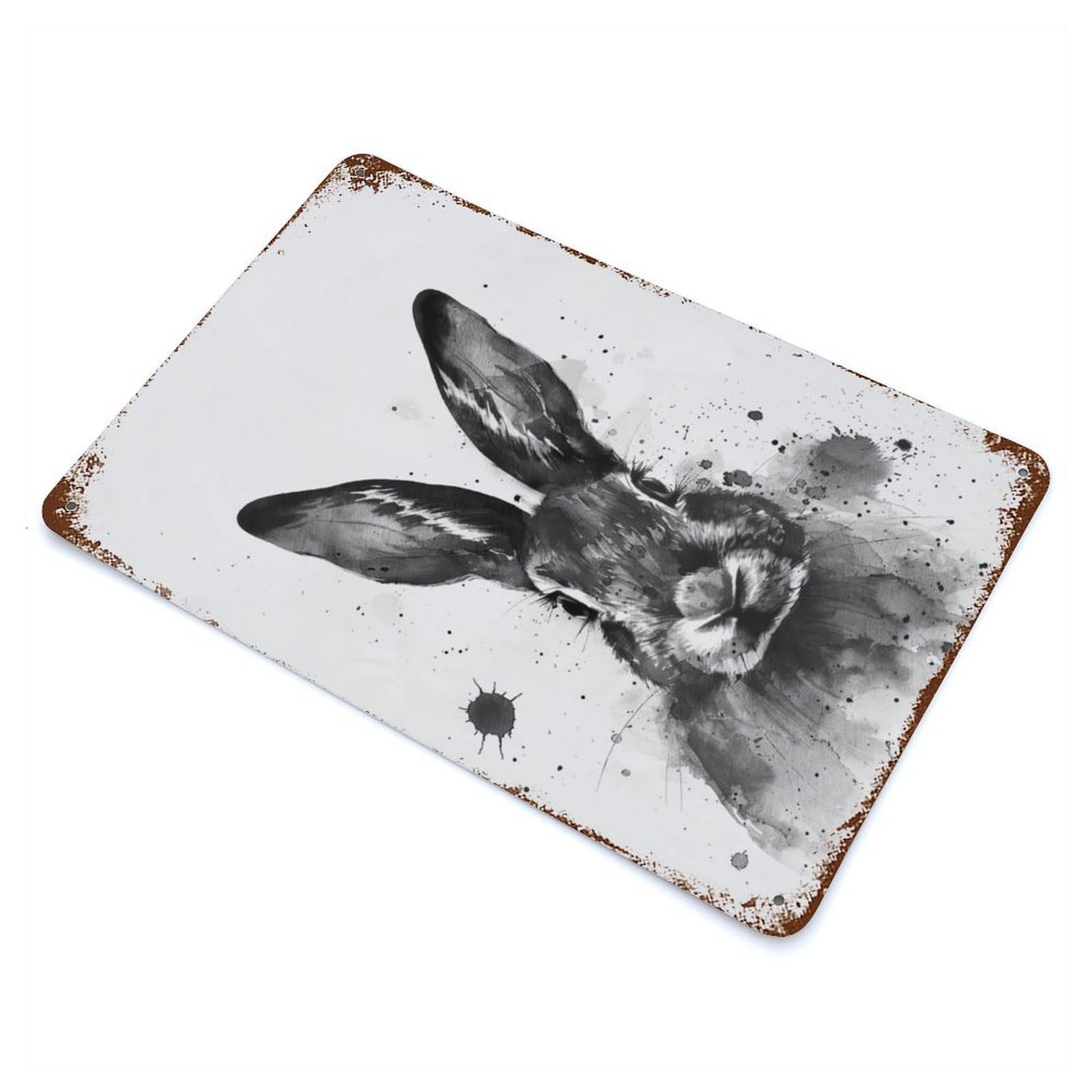 Rabbit Watercolor Decorative Tin Sign 11.8"x7.9", for Bistro, Counter And Cafe Decor, Classic Wall Plaque