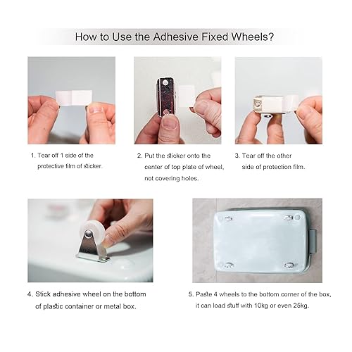 Miniatura 4 de Dalyndar Paquete de 16 ruedas giratorias de 1 pulgada no giratorias autoadhesivas o tornillos para añadir en muebles ligeros pequeños