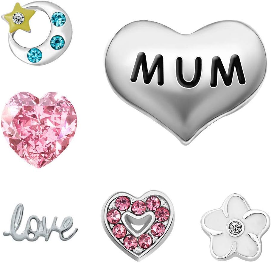 Mum Love You To The Moon and Back Heart Floating Charm For Living Memory Glass Lockets Necklace