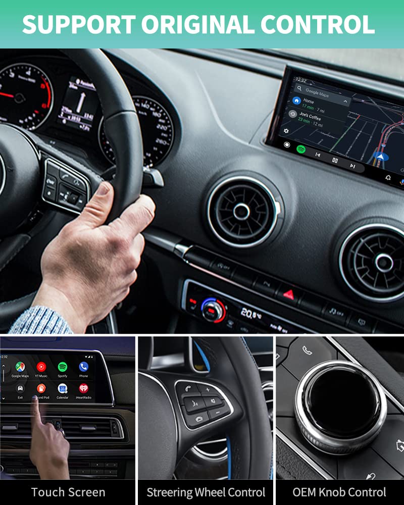 CARSIFI Adaptador Automático Inalámbrico Android Para Todos Los Coches Y Unidades Principales Con Cable Android Auto - Dongle Inalámbrico USB Plug & Play