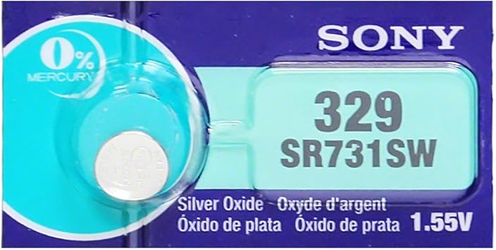 Amazon.com: Sony 329 (SR731SW) 1.55V Silver Oxide 0% Hg Mercury Free Watch  Battery (5 Batteries) : Health \u0026 Household