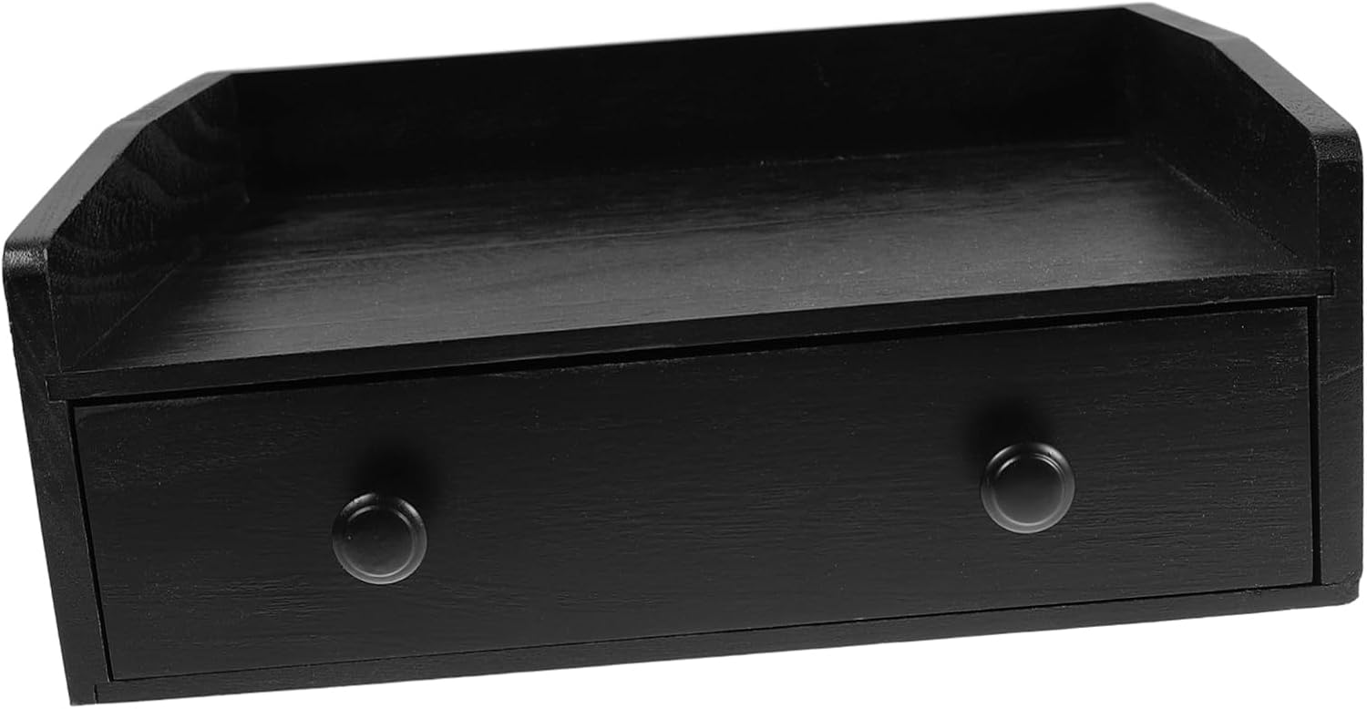 Wooden Black Drawer Organizer for Coffee Tea and Sugar Versatile Storage for Kitchen Essentials Ample Space for Bags and Accessories