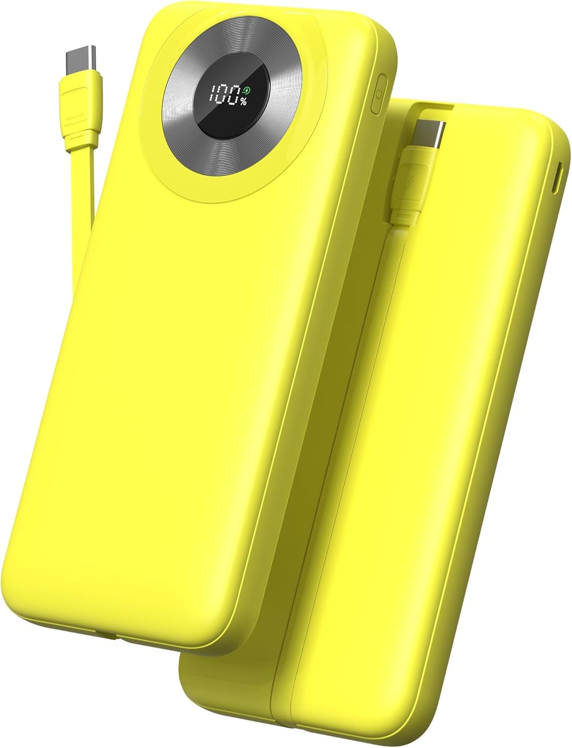 Power Bank 10000mAh, Powerbank 3A Ricarica Rapida USB C Ingressi e Uscite, Potente e Sottile Caricatore Portatile con Cavi Integrati, Caricabatterie Portatile per iPhone Samsung Cellulare Tablet ecc