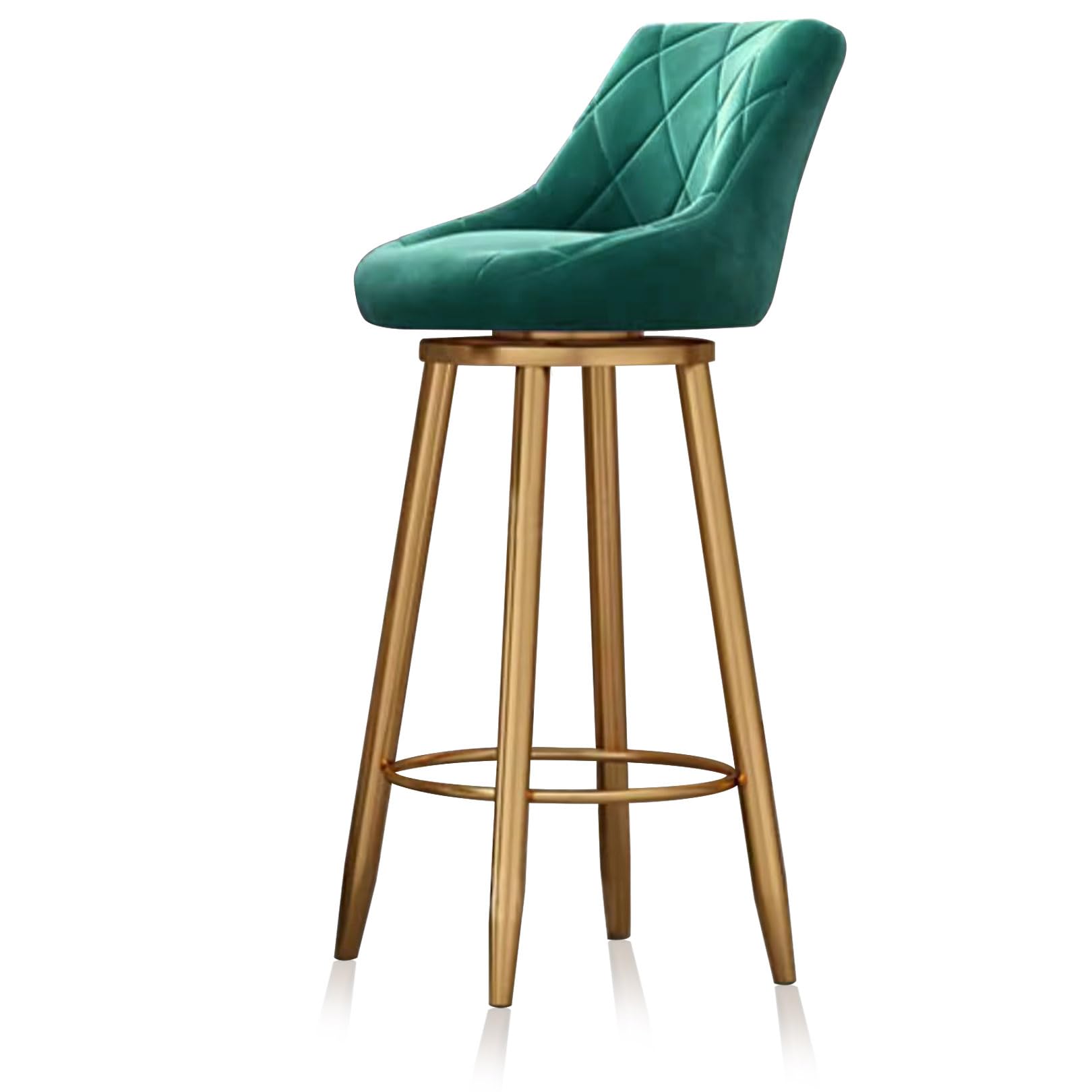 Guyifuny Swivel Bar Stools Set of 1, Counter Height Chair with Back, 65cm H Swivel Bar Chairs/Velvet Kitchen Island Stools for Kitchen, Pub,Green 65cm Gold Leg
