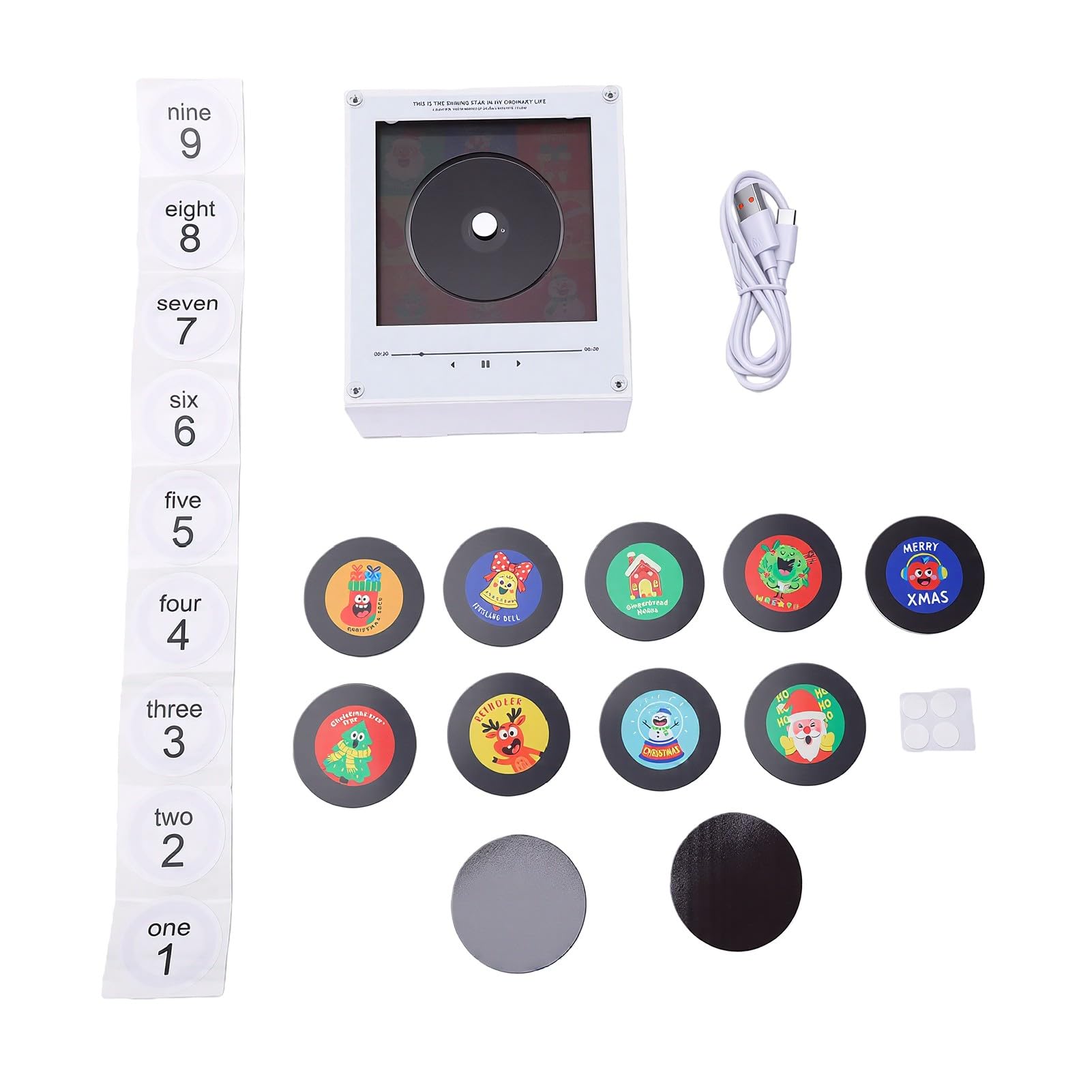 Sxhlseller Lettore Musicale NFC di Natale con 9 Dischi e Luce LED