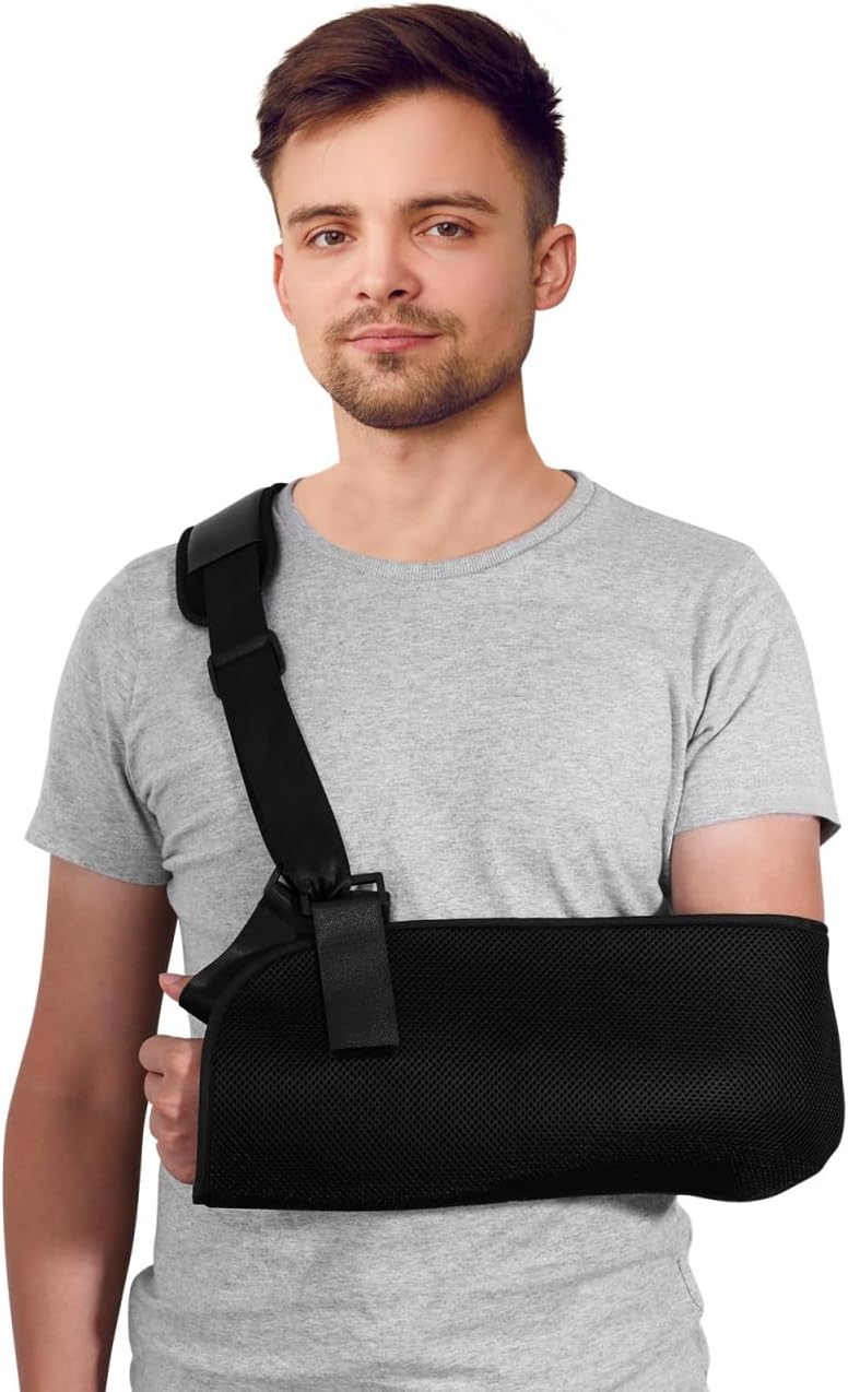 rosenice Arm Sling - Shoulder Immobilizer Medical Support Strap for Broken Fractured Arm Elbow Wrist, Adjustable Shoulder Rotator Cuff Support Brace, Left and Right Arm