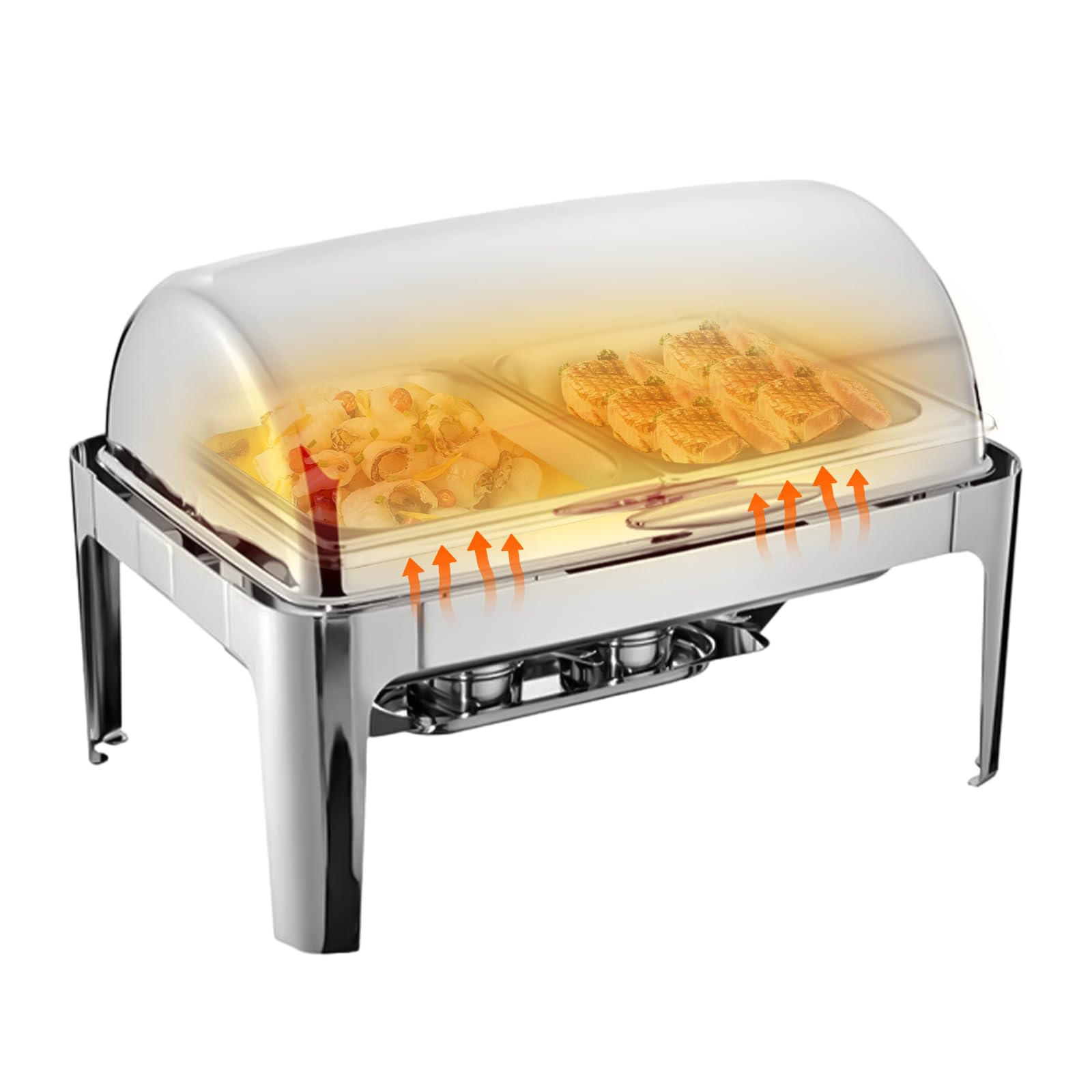 Chafing Dish - Set da 18 l, in acciaio inox, con coperchio a 90° o 180° per catering, buffet e feste