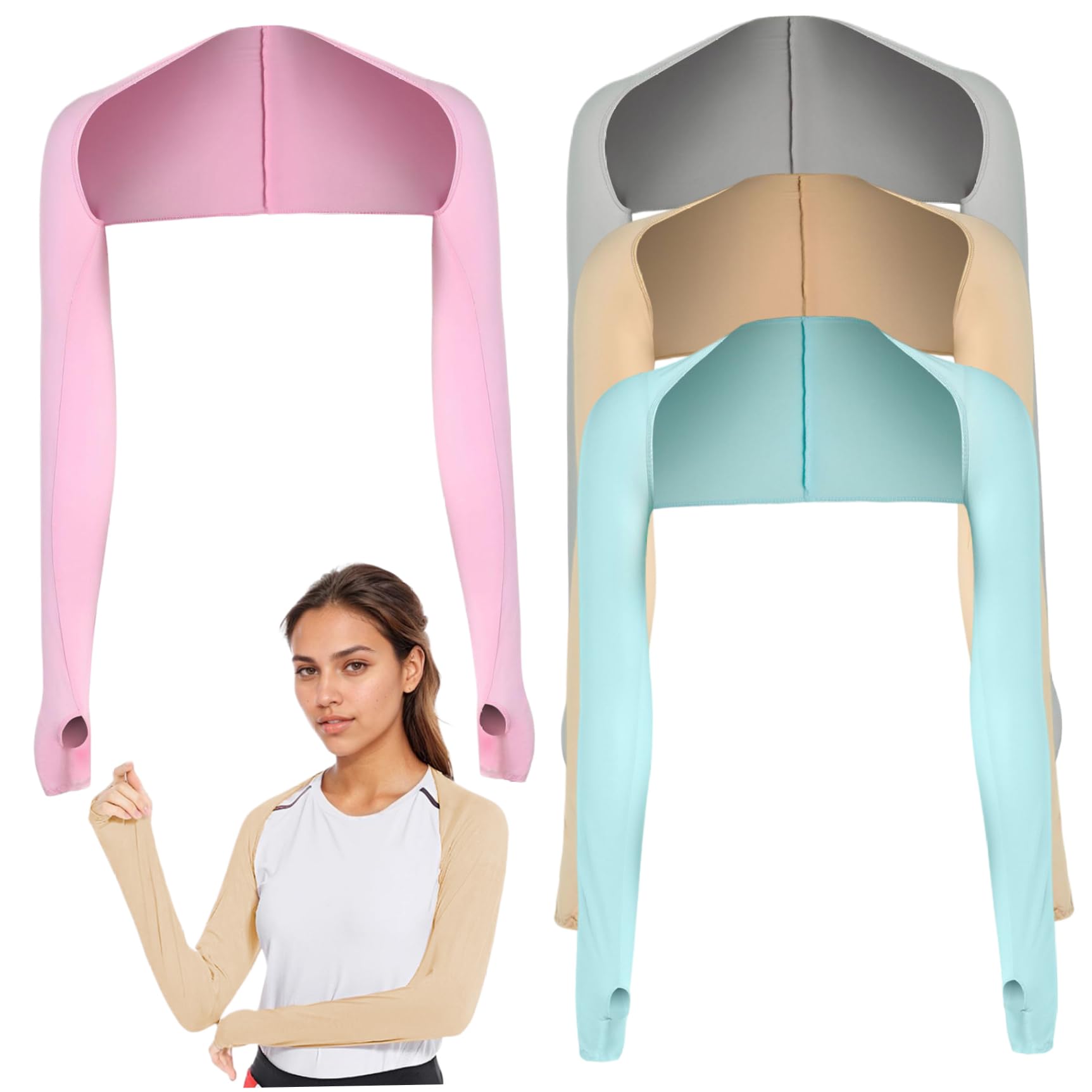 Whyzsjnclg Unisex Assorted Color 4Pcs Shawl Arm Sleeves For Women Comfortable Breathable Sun Protection Sleeves With Finger Holes For Driving Golfing Fishing Running Cycling