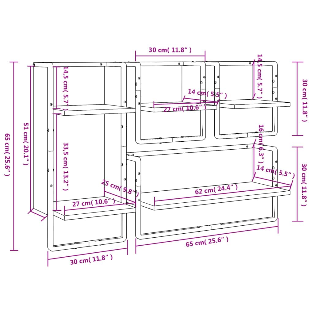 vidaXL Set Mensole Parete con Aste 4pz Rovere Sonoma Legno Multistrato