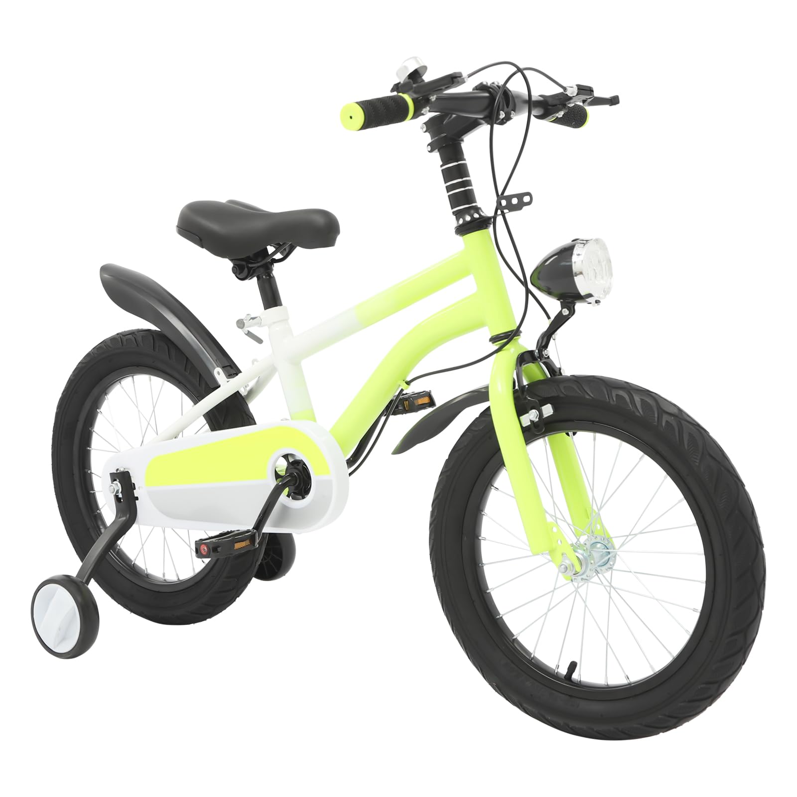 Viluza Fahrrads für Jungen & Mädchen 16 Zoll Kinder Fahrrad für ab 5-8 Jahre, Jugend Fahrrad mit LED Licht, Kinderfahrrad Mit Stützrädern und Höhenverstellung (Gelb) Sport & Freizeit