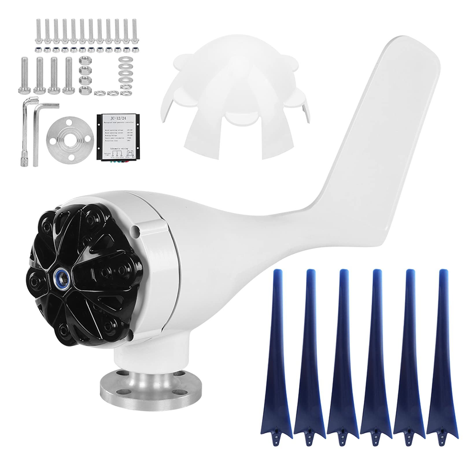 Mini-Windturbinen-Generator, 6 Blatt, 200 W, Netzteile, dreiphasiger Generator, Windkraftturbine, tragbar, 12 V, Blau (12V)