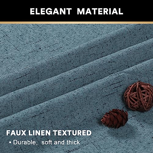 Image of PrinceDeco 100% Blackout Curtains 108 inches Long Linen Blackout Curtains for Bedroom Living Room Black Out Darkening Curtain Thermal Insulated Anti-Rust Grommet Set of 2(52x108 inch,Stone Blue)