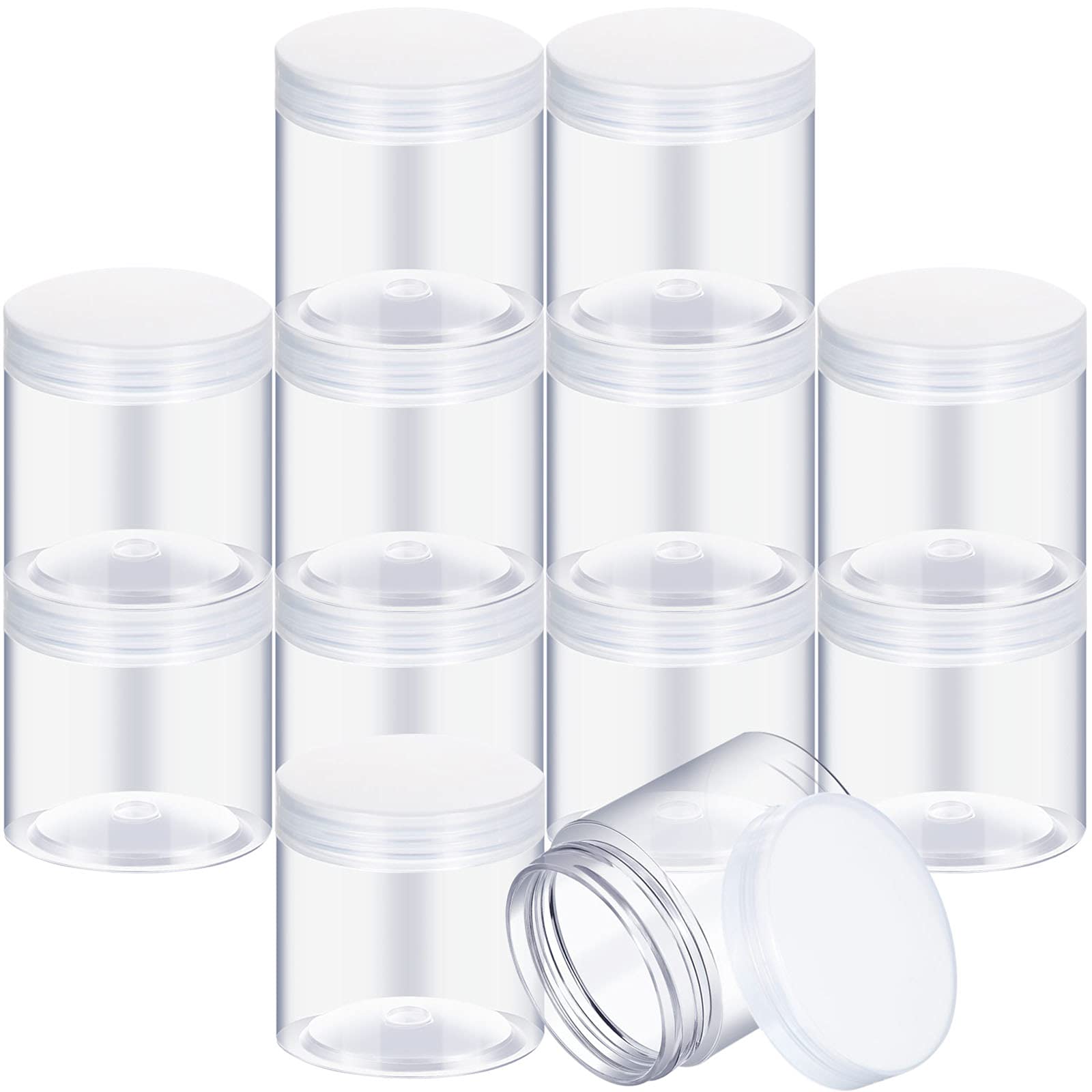 SATINIOR 12 Pack 7 oz Plastic Container Jars with Lids Round
