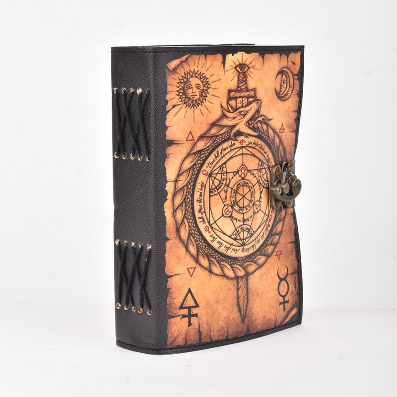 Image of Leather Journal Diary for Women and Men Travel Diary Notebook for Writing With Antique Deckle Edge Paper, Compass Printed 17.78 X 12. 7 CM (A5 Size)