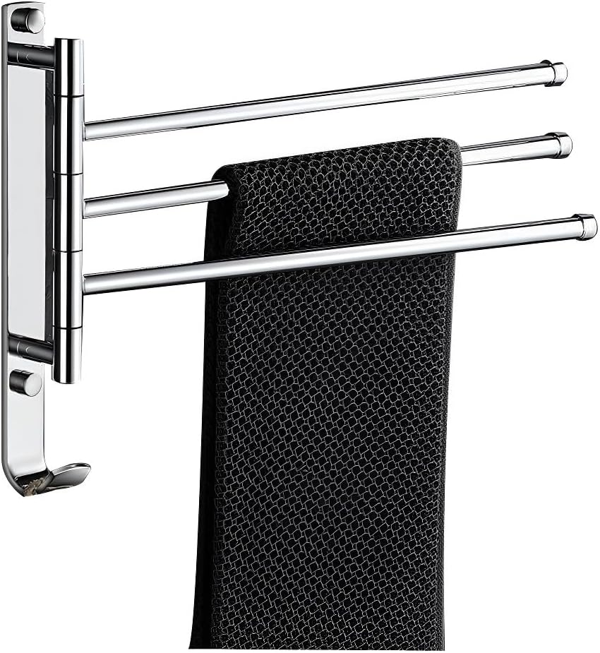 Solid Brass Rotating Towel Rod - Wall-Mounted, Multi-Bar Design, Adjustable Bathroom Towel Hanger(#5)
