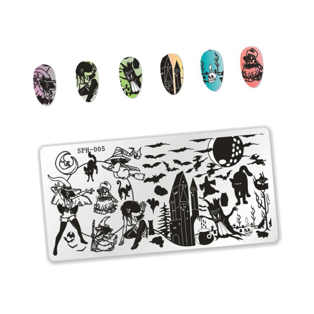 Healeved 12 Piezas Plantillas De Uñas Fascinadores De Oro Para Las Mujeres Placas De Estampado De Halloween Placas De Uñas Para Arte De Uñas Víspera De Todos Caja De Herramientas