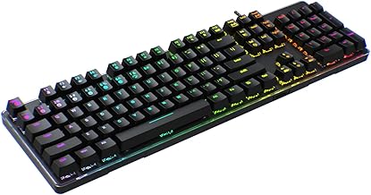 Mechanical Gaming Keyboard - 104 Keys Light Strike Switch Quite Office Computer Keyboard - Multi Color RGB Led Backlit - USB Wired Ergonomic Laptop Keyboard for PC/Windows/Mac Gamer