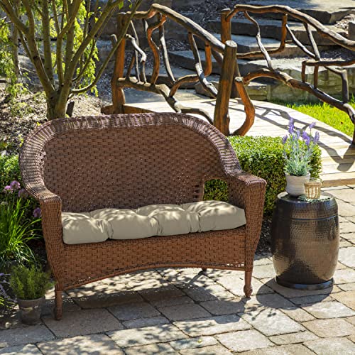 Image of Arden Outdoor Wicker Settee Cushion, 41.5 x 18, Rain-Proof, Fade Resistant Tan Leala