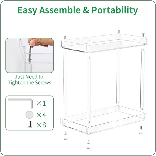 Miniatura 5 de NPPLUS Organizador de encimera de baño acrílico, bandeja de 2 niveles, organizador de mostrador de tocador, soporte de almacenamiento para el hogar