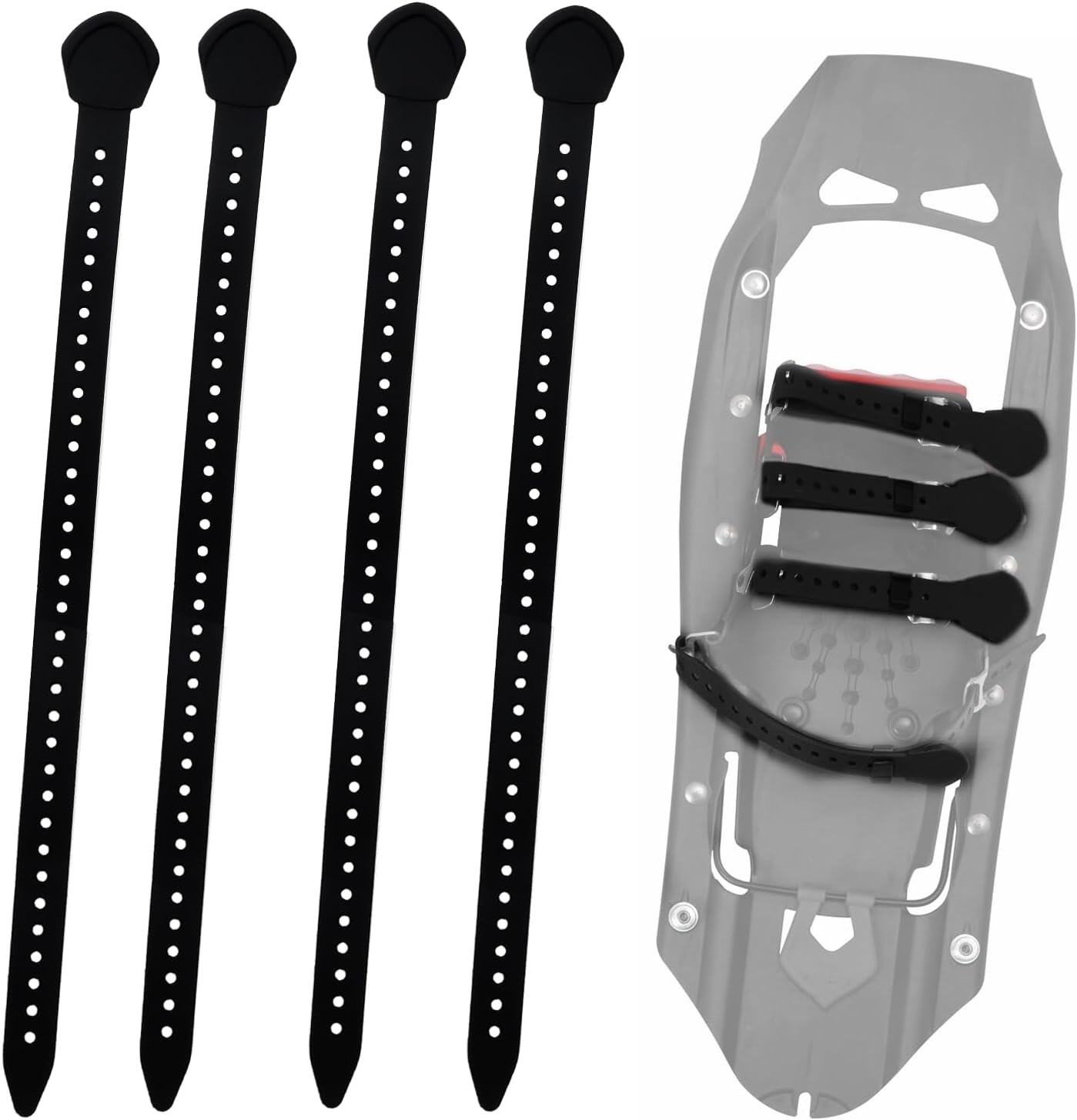 4 Pack 18 Inch Snowshoe Straps Replacement for MSR Classic Snowshoes Straps Kit, Adjustable Ski Boot Wraps Ties Compatible with Denali Evo Ascent Snowshoes, PosiLock Bindings