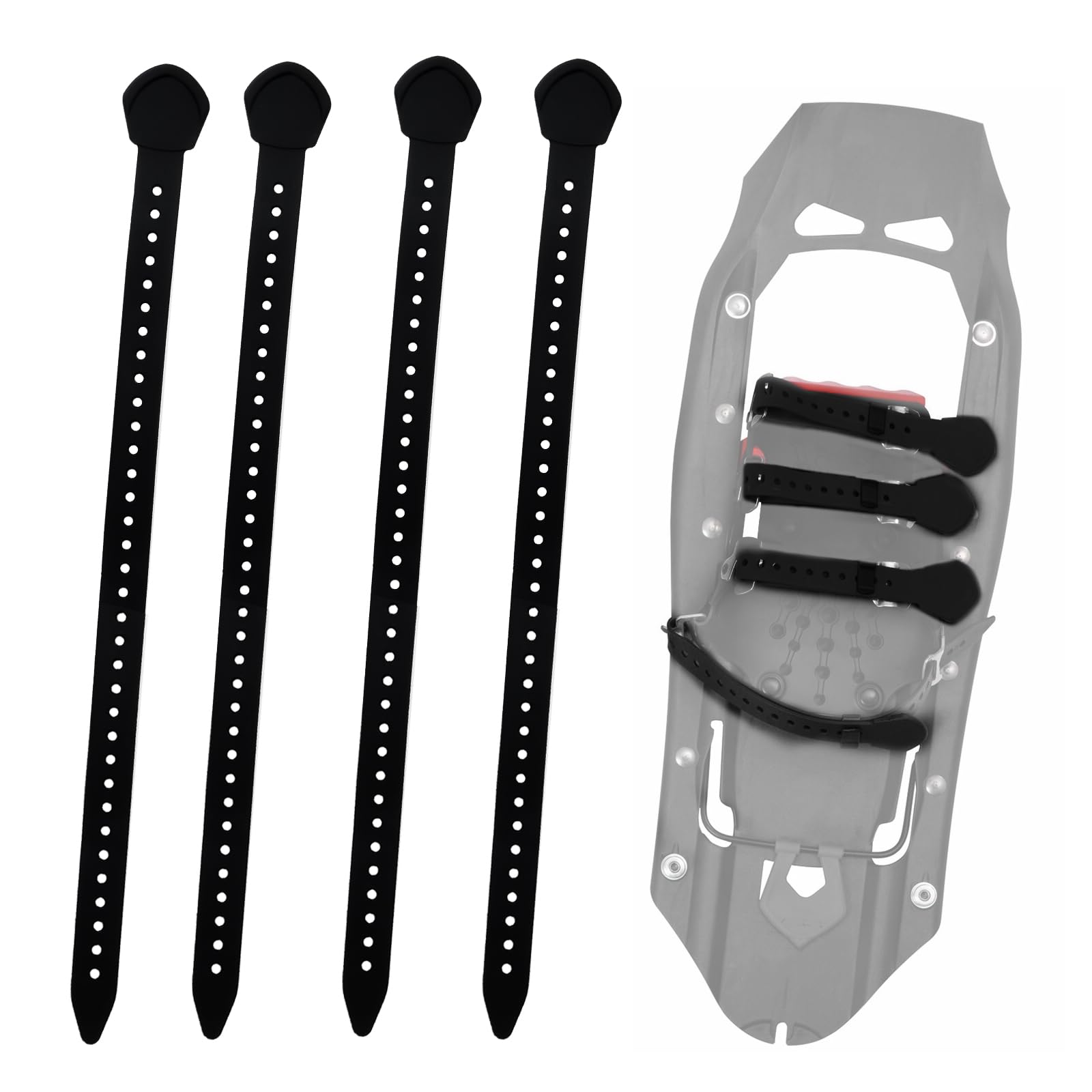 4 Pack 18 Inch Snowshoe Straps Replacement for MSR Classic Snowshoes Straps Kit, Adjustable Ski Boot Wraps Ties Compatible with Denali Evo Ascent Snowshoes, PosiLock Bindings