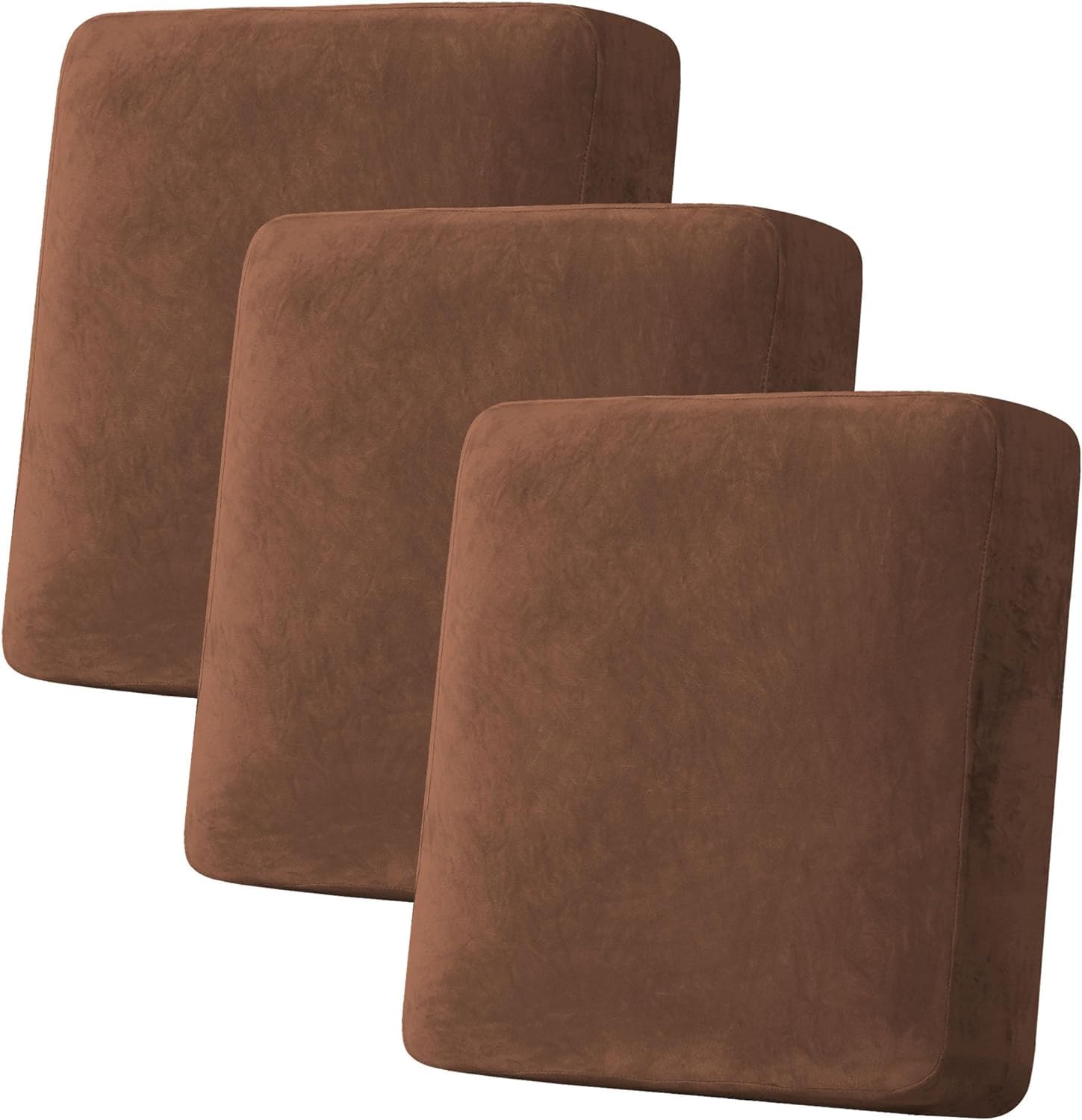 LINGKY Sofa Seat Cushion Cover, Sofa Cushion Slipcovers Stretch Velvet, Universal Non-Slip Couch Cushion Covers Replacement for Individual Furniture Protector (Caramel,1 Seater)