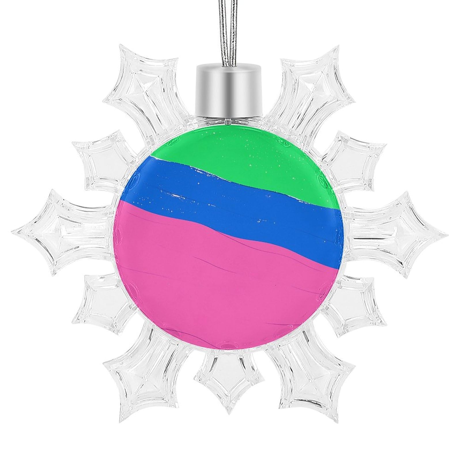 Décoration de Noël pendentif flocon de neige bleu vert plastique aluminium pour fête
