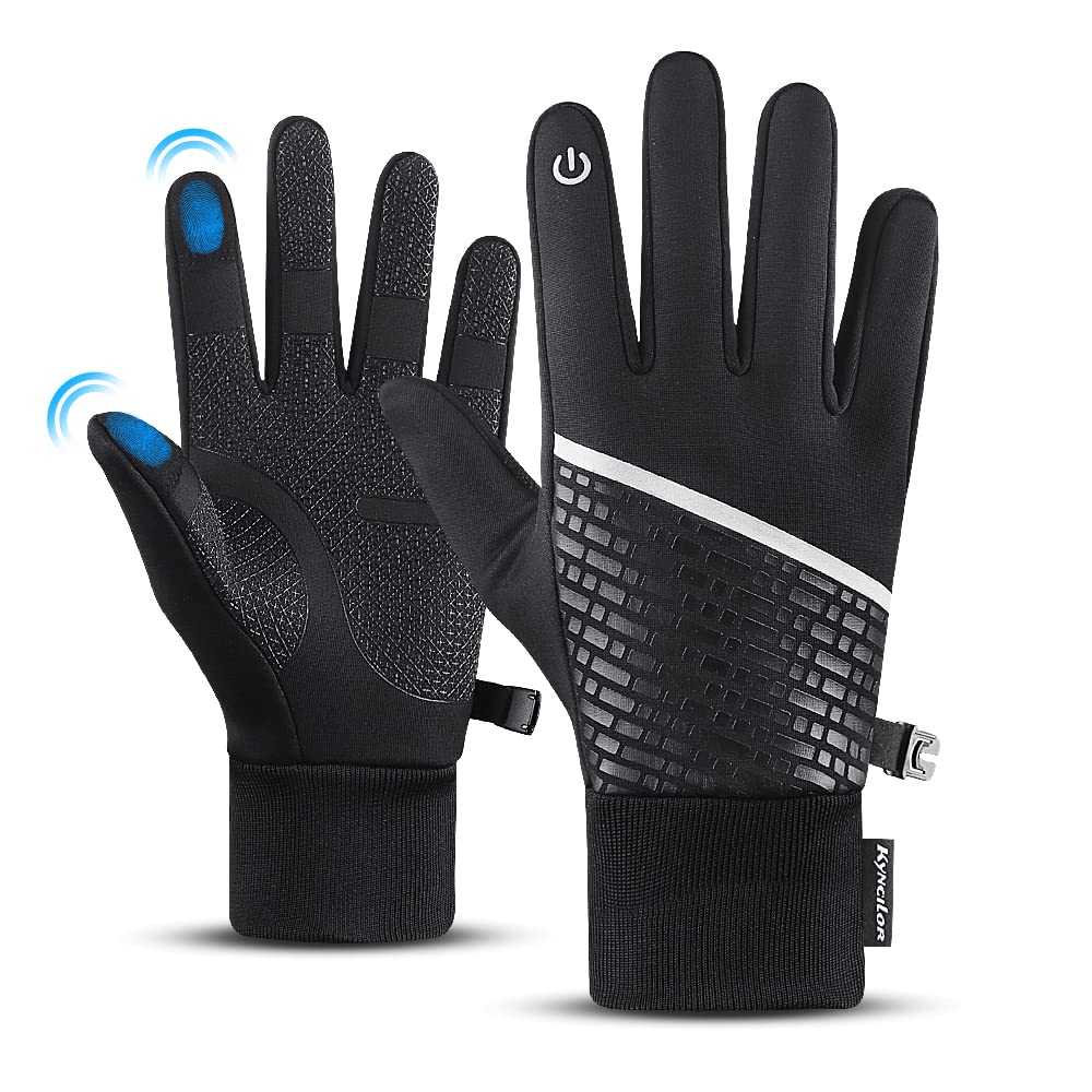 Kyncilor Winter Running Gloves for Men Women Cold Weather Thermal Glove Windproof Waterproof Touch Screen Gloves for Cycling