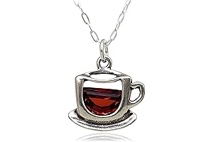 Sterling Silver Coffee Cup and Teacup Charm Necklace Set for Women