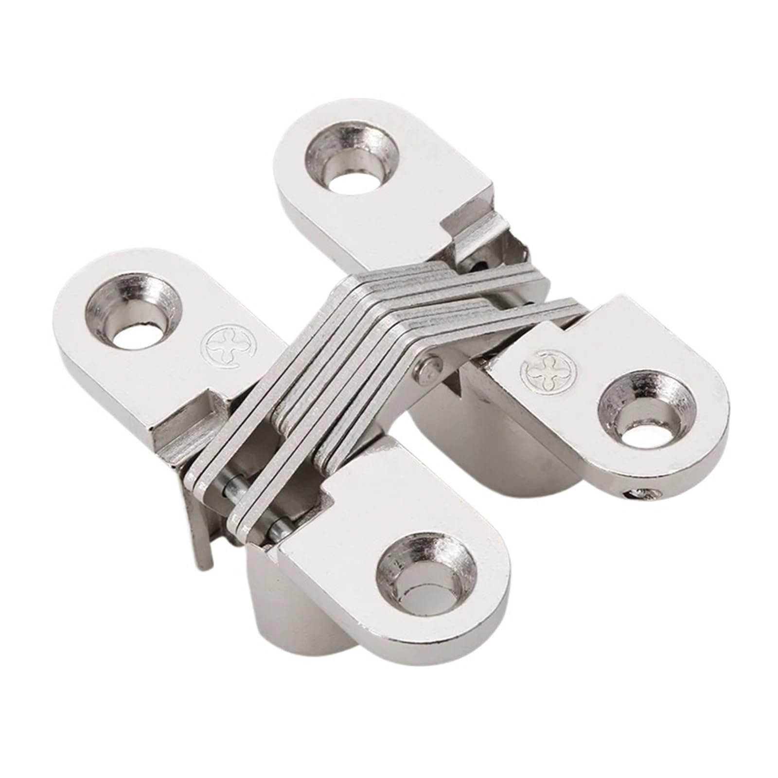 Bisagra invisible de 180 grados, aleación de zinc, color níquel, for puerta plegable invisible.(Nickel 4 pcs)