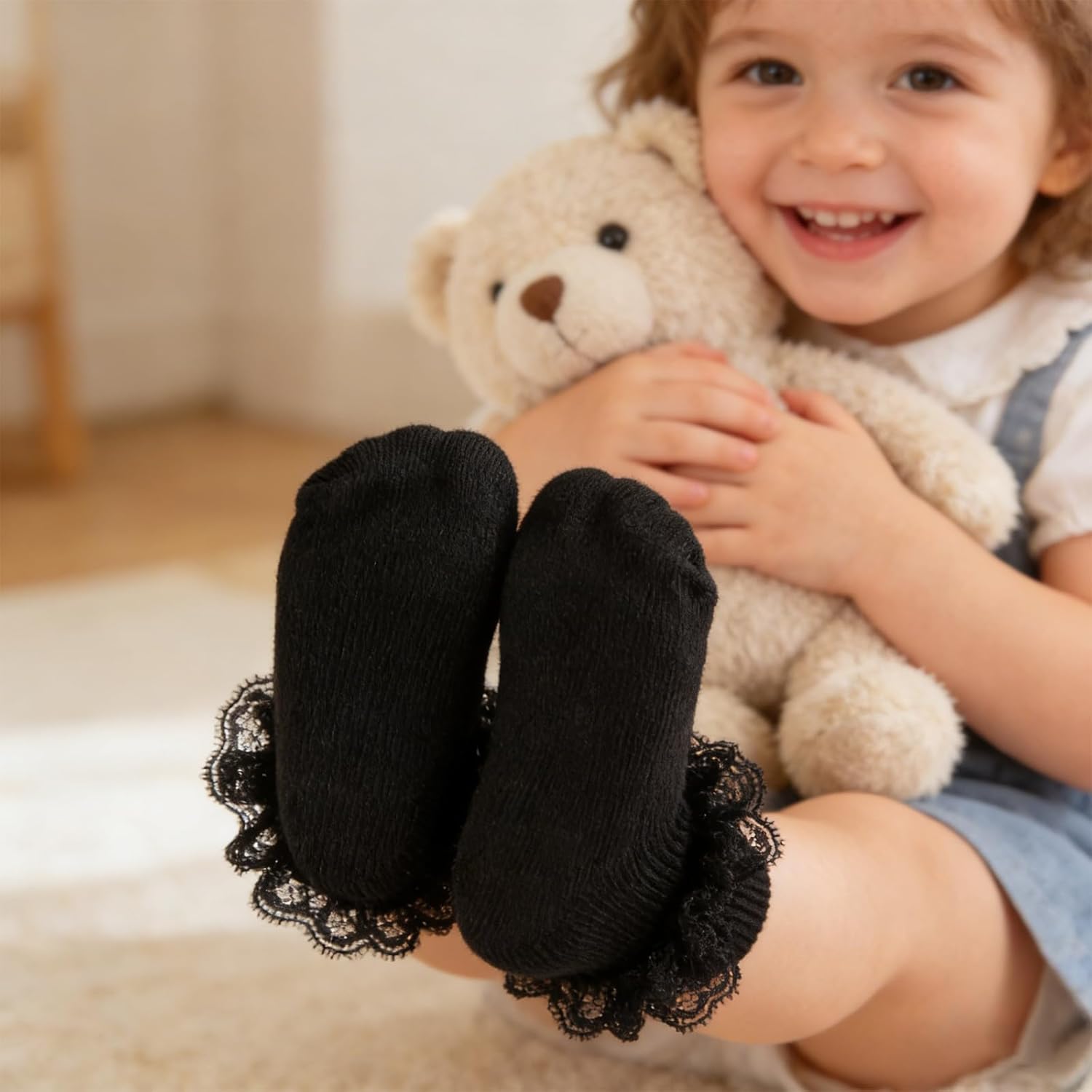 Baby Girl Ruffle Socks Eyelet Double Lace Turn Cuff Ankle Frilly Dress Socks for Newborn/Infant/Toddler/Little Kids - Image 7