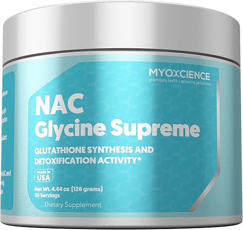 MYOXCIENCE NAC Glycine Supreme Combinación de N-acetil-L-cisteína, glicina y taurina (sabor natural a melocotón y piña) (30 porciones)
