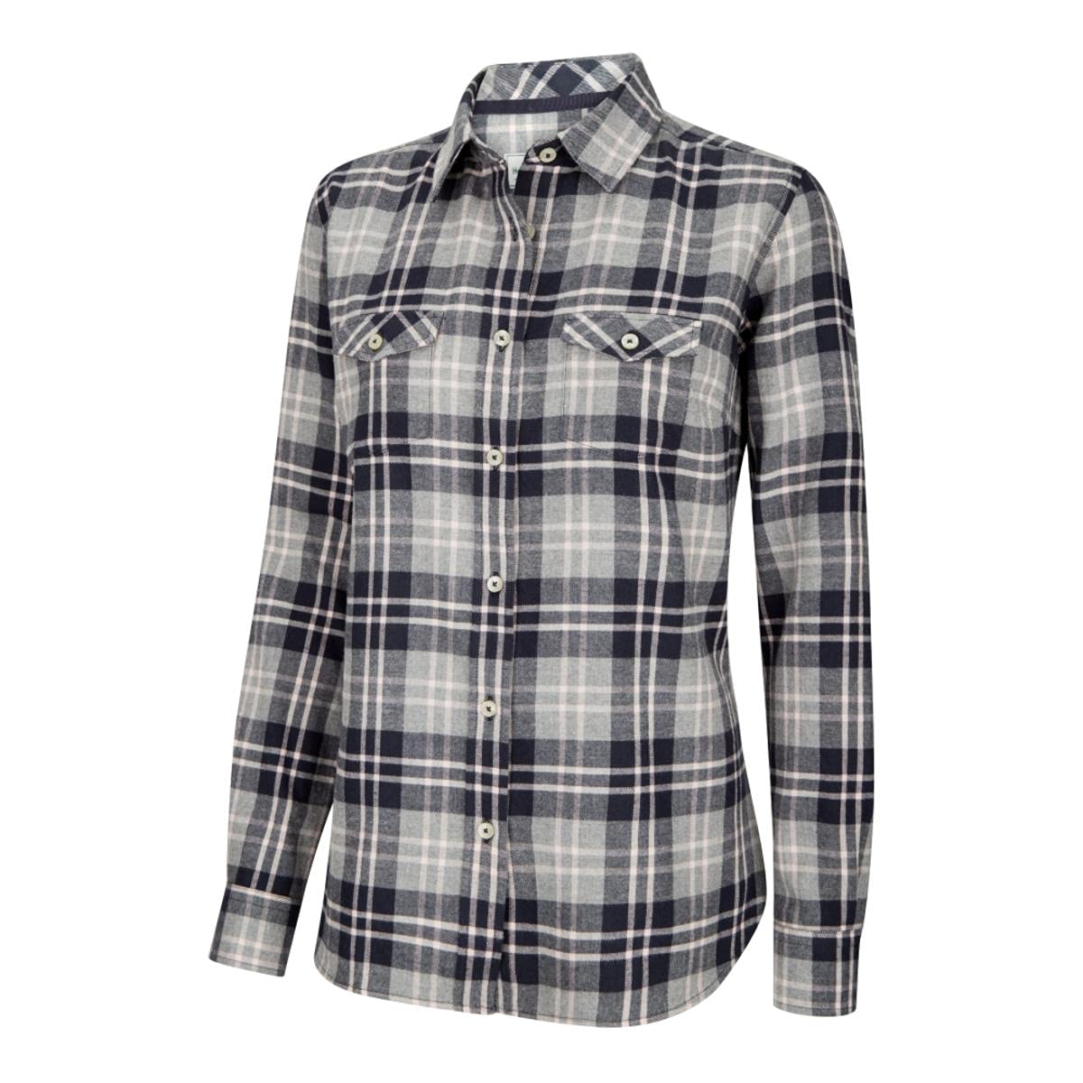 Hoggs of Fife Eilidh Ladies Flannel Shirt Navy Marl 8 Check UK Size 8