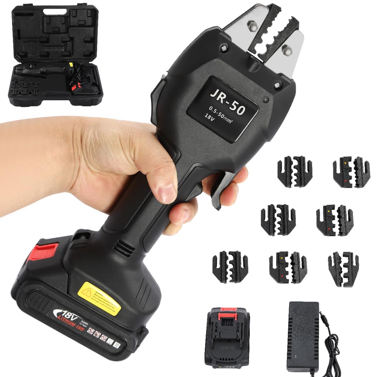 16KN Battery Lug Crimping Tool with 7 Molds Cable Crimper Hydraulic Crimping Electrical Terminal