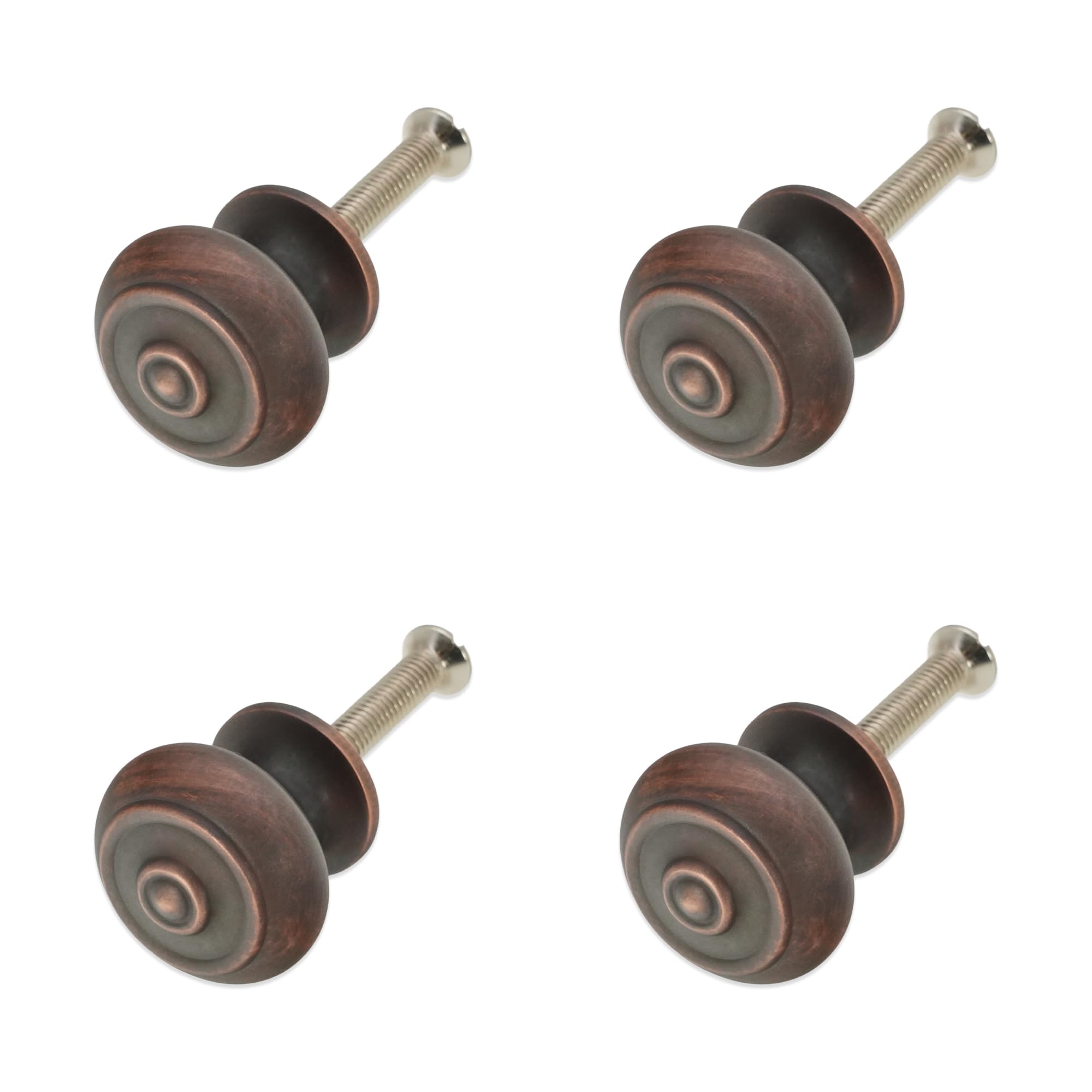 Infinity Decor Pack of 4 Traditional Style Bloxwich Reeded Solid Brass Cupboard Knob Aged Bronze Pull Handle 30mm
