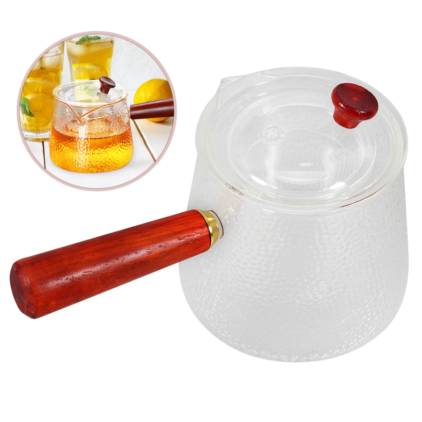 ULTECHNOVO Glaskessel mit Seitlichem Griff Teekanne aus Glas für Losen Tee Teebereiter mit Komfortablem Griff für Zuhause und Partys