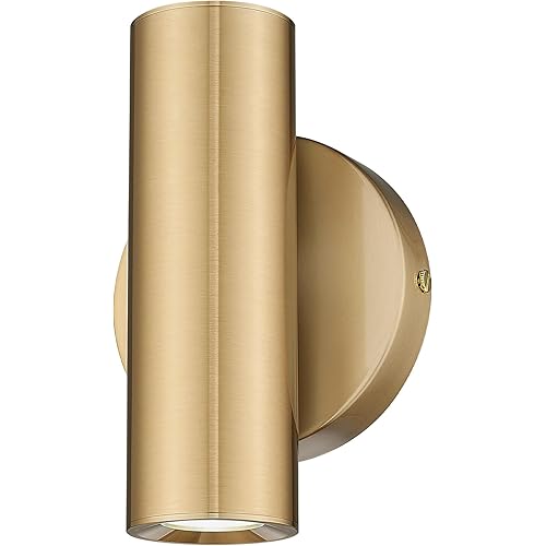 2-Light Wall Light, Brass Gold Wall Sconce, Indoor Up and Down Wall Lamp with Cover for Bedroom Bathroom Stair Entryway, Update WL4830-2W-BB-B