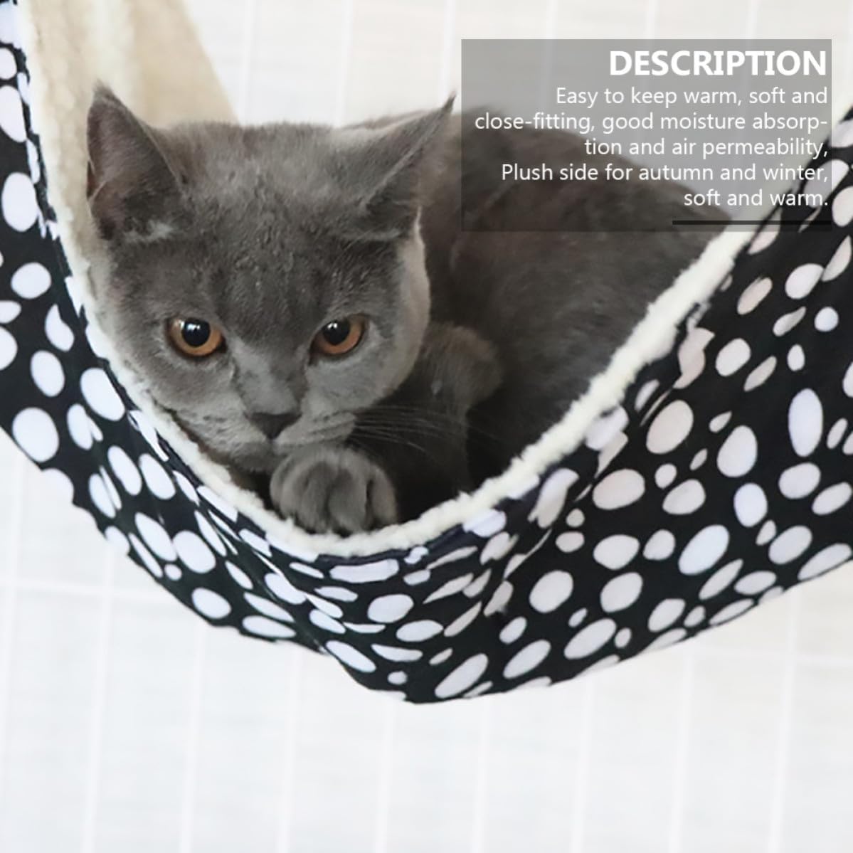 Hanging Cat Hammock Breathable Double Sided Sleeping Bed Small 27*27 | Camo Fleece and Short Plush, Black Finish, Autumn Winter Use, Easy to Keep Warm and Easy to Clean