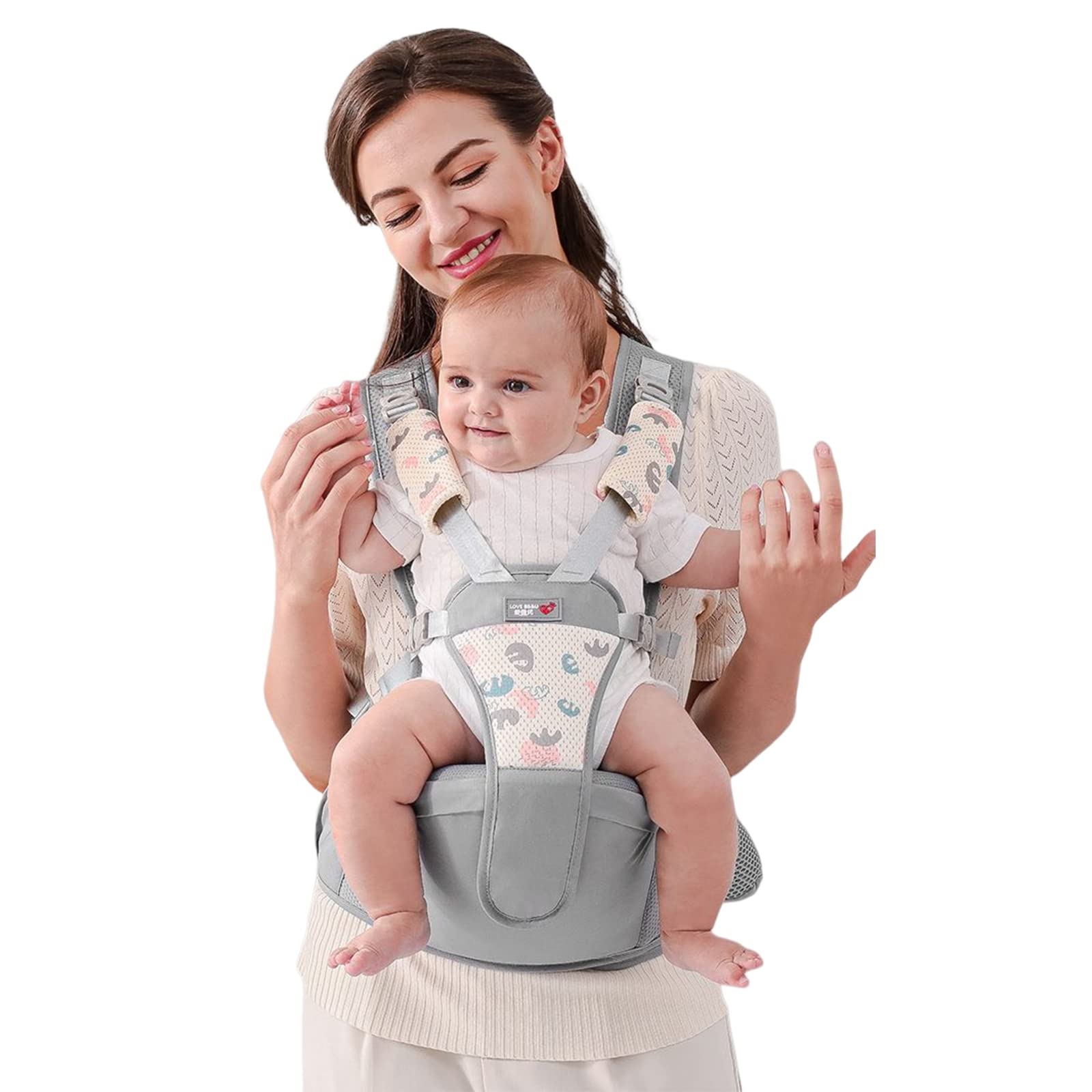 SONARIN Semplice Hipseat Marsupio,Marsupio Neonati con Sedile Multifunzionale Traspirante Portantina Ergonomico Porta Bambino Fascia Porta Bebè per Neonati Bambini 0-36 Mesi(Grigio)