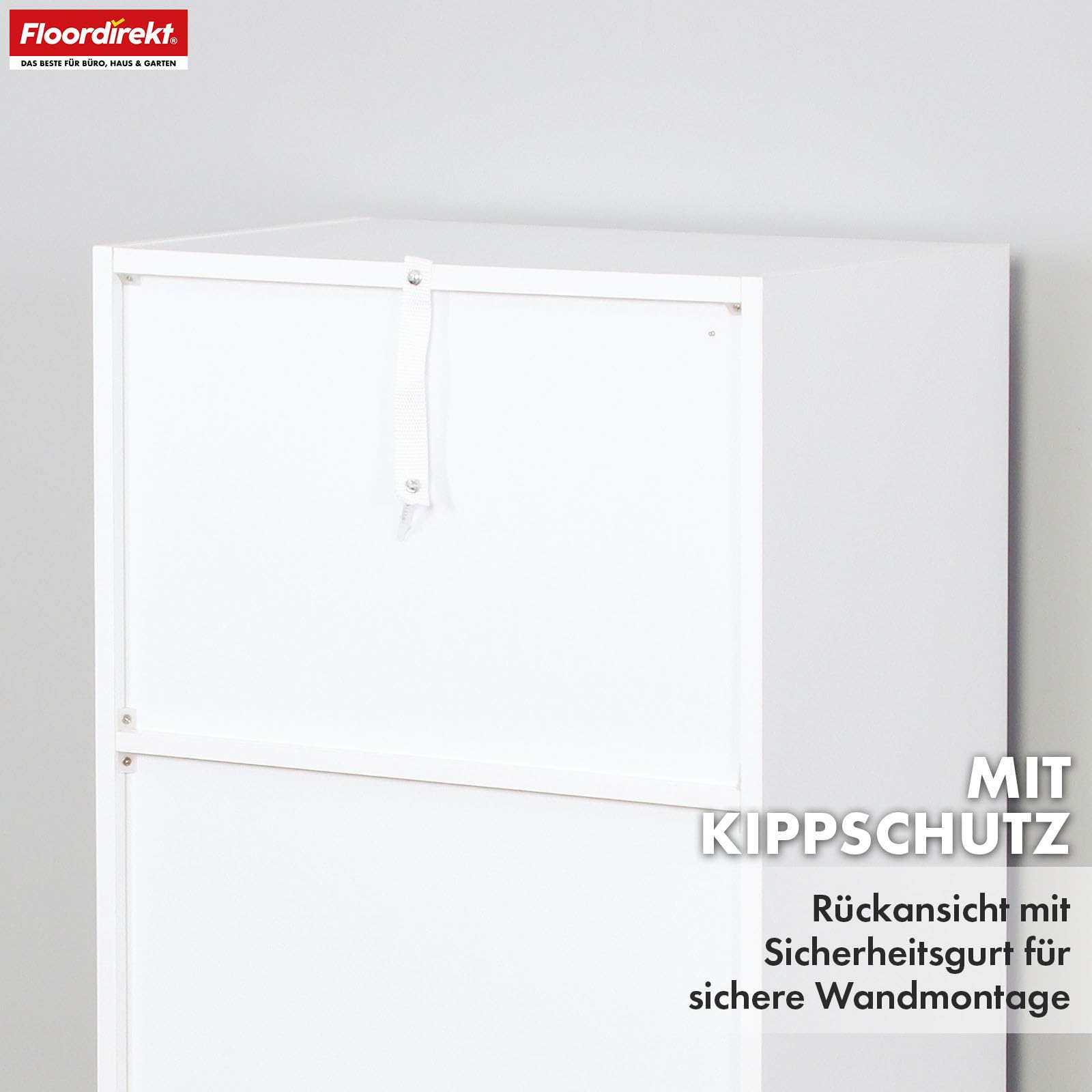 Floordirekt Regał na książki, biały z 6 półkami, regał w kształcie kostki, 29 x 50 szer. x 121 wys. cm, ścianka działowa do pokoju dziecięcego, salonu, biura i sypialni (California)