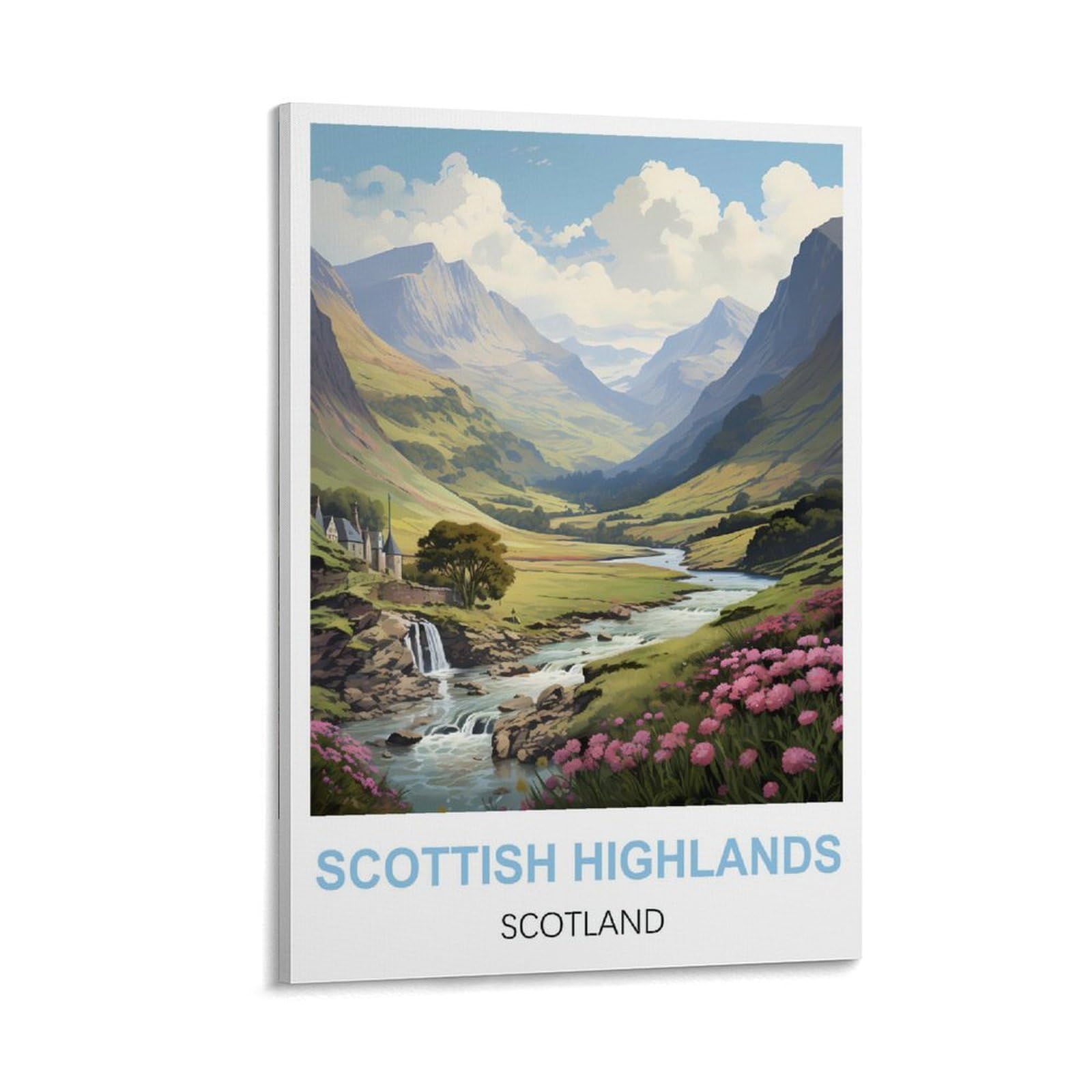 WHCHEEH Scotland Scottish Highlands Vintage Travel Posters 08x12inch(20x30cm) Canvas Art Print Wall Art Decor Picture
