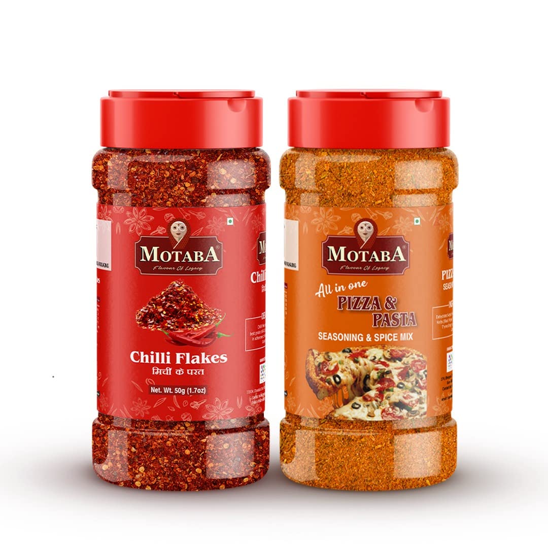 MOTABA Pizza Seasonings 70g, Chilli Flakes 50g | Premium Mixed Herbs | Italian Pizza Seasonings 70gm | Italian Pizza Chilli 50gm | Pack of 2(70g, 50g Pack of 2) (B0B79JFSNL) Amazon Price History, Amazon Price Tracker