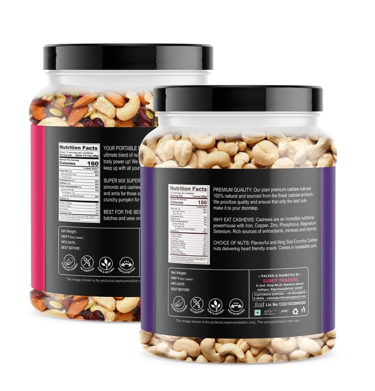 Image of Nature Purify Dried Fruits Combo Mix Dry Fruits and Cashew 250gm Each Pack OF 2 | Healthy Snacks Mixed Nuts with Dry Fruit | Nutrient-Rich Snack for Wellness | Diwali Gift