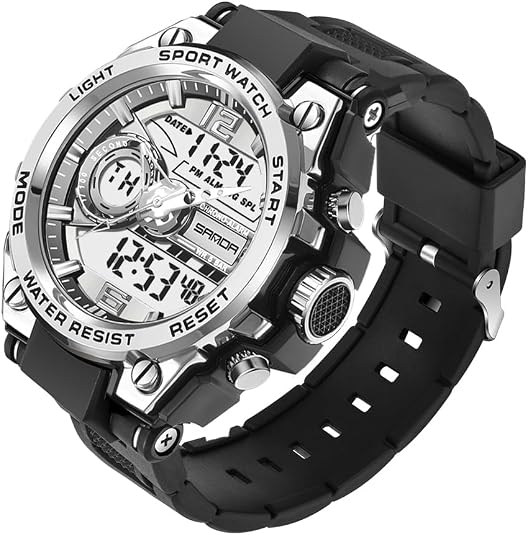 KXAITO Men's Watches Sports Outdoor Waterproof Military Watch Date Multi Function Tactics LED Alarm Stopwatch